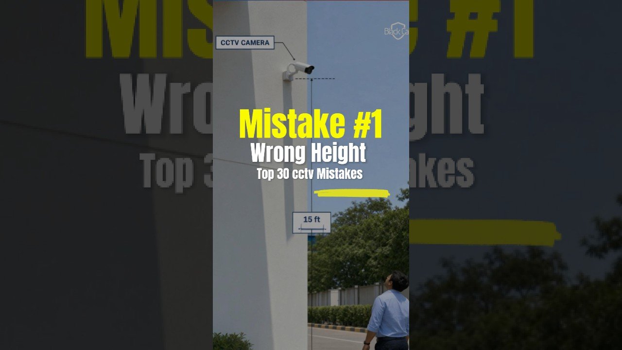 CCTV camera mounted on a gate pillar at about head height pointing slightly downward